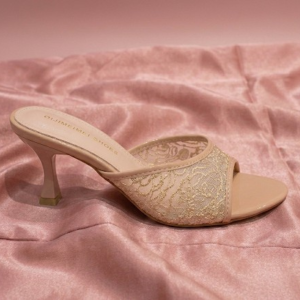 Slim Kitten Heel with Open Toes - Square Toe