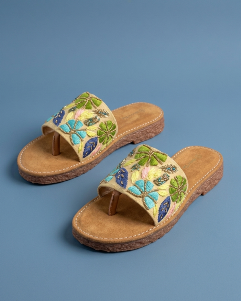 Floral Embroidered Handcraft -Teo-Ring Flats