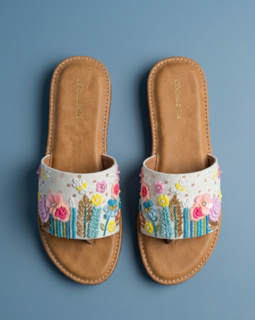 Handcraft Floral Sequin Embellished Flats