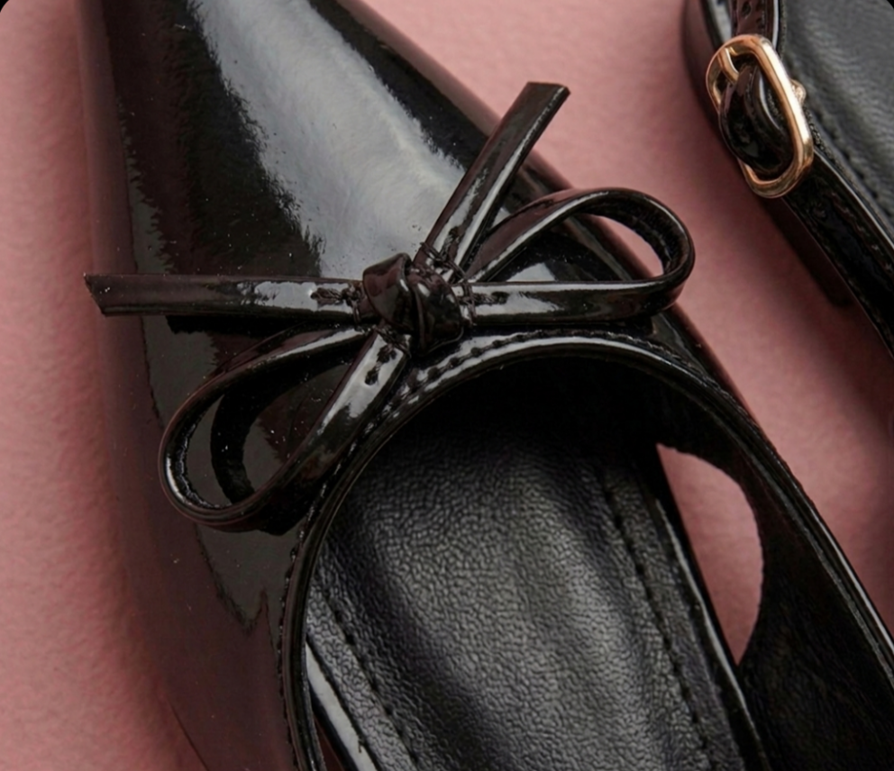 Pointed Patent Slingback Heels - Silhouette