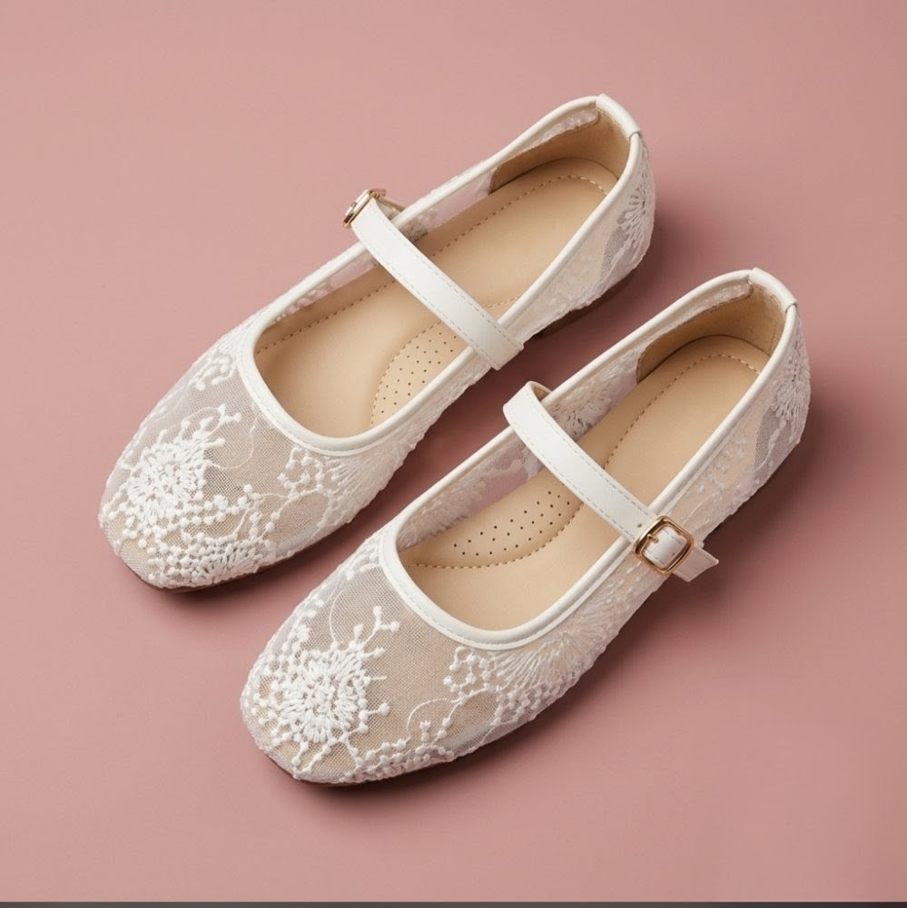 Elegant Embroidered- Net Bellies Flats