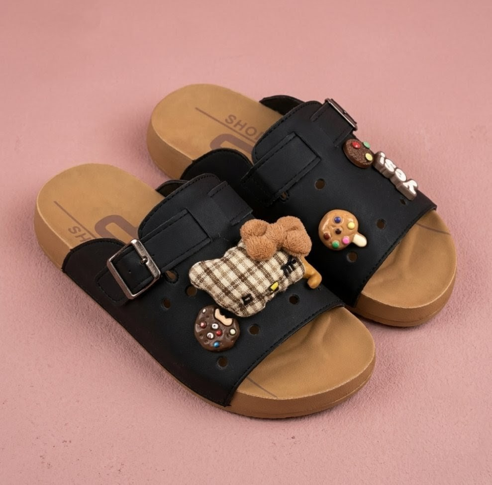 Clog Slides - With charm teddy design