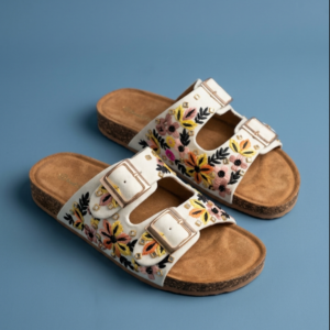 Floral Embroidered Handcraft - Double Buckle flats
