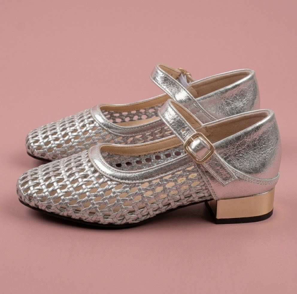 Woven Mary Jane -  Low Block Heel