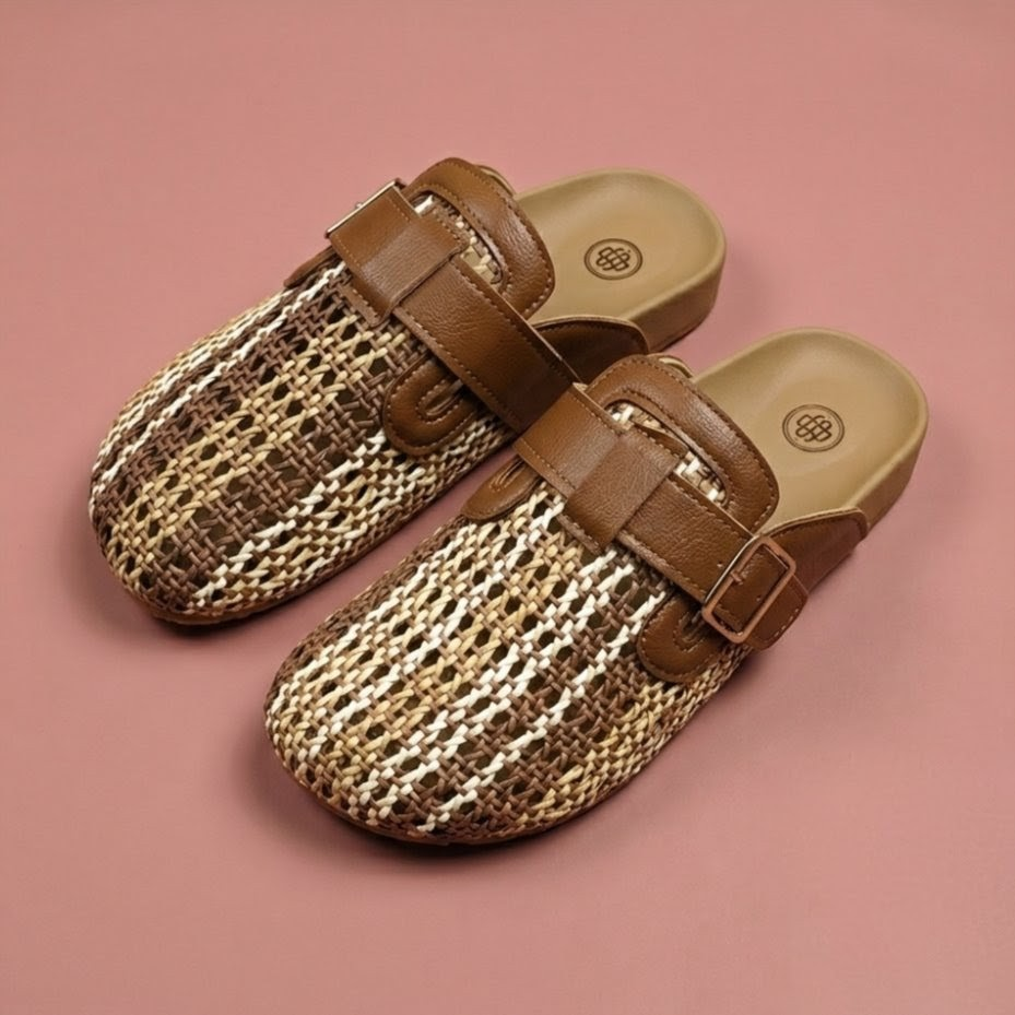 Woven Buckle Back-Open- Comfort Clogs