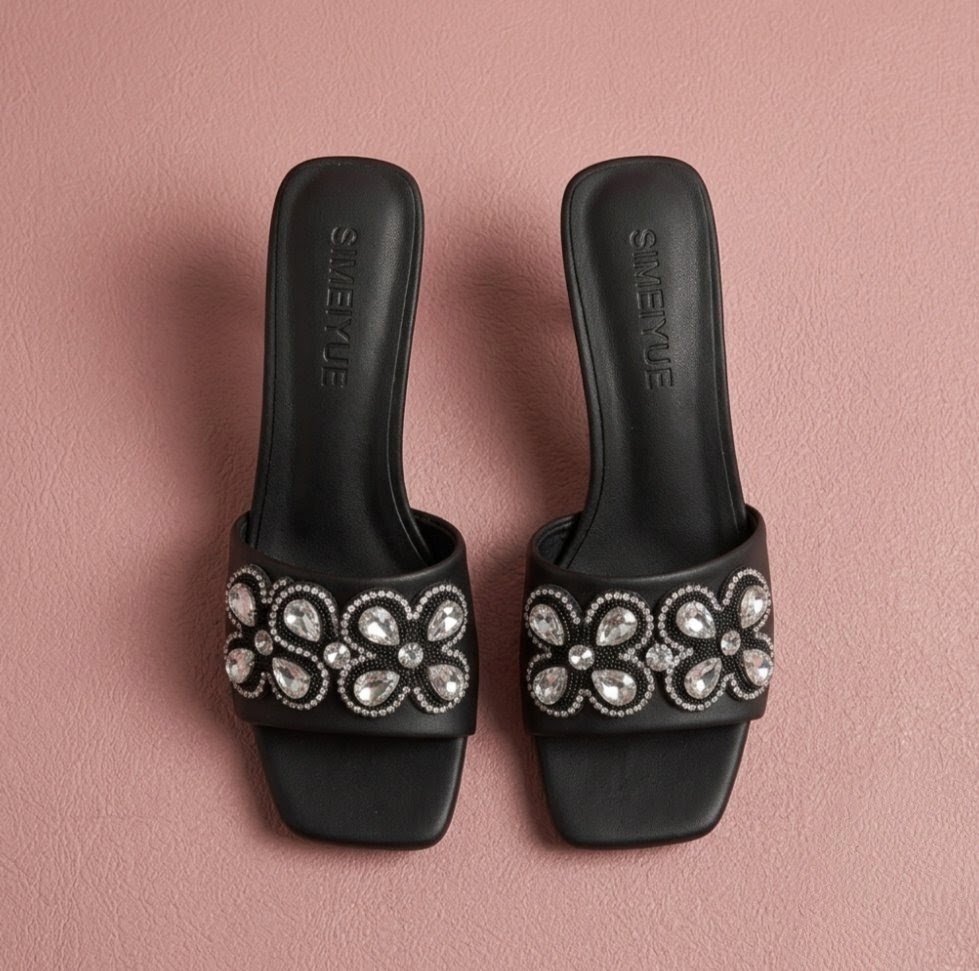 Elegant Black High Heel Mule Sandal - Image 8