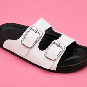 Stylish and comfortable double-buckle slide sandals
