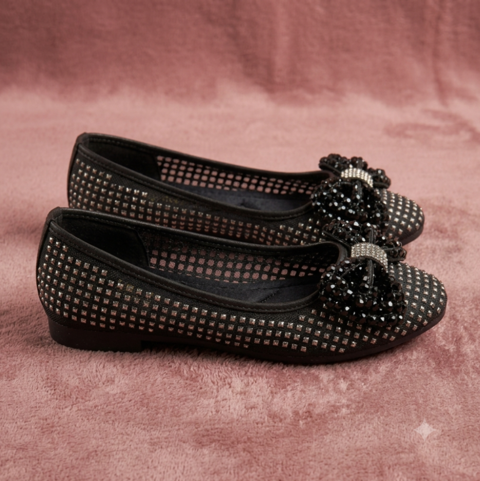 Women's Sparkling Bow Flat Shoes - Image 4