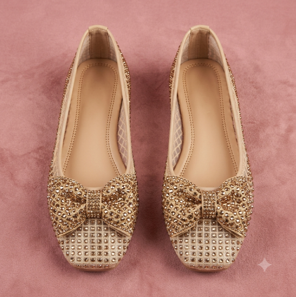 Women's Sparkling Bow Flat Shoes - Image 3