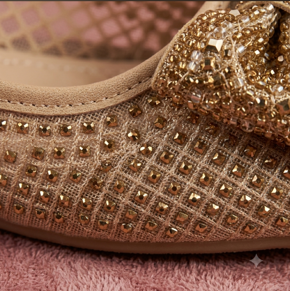 Women's Sparkling Bow Flat Shoes - Image 2