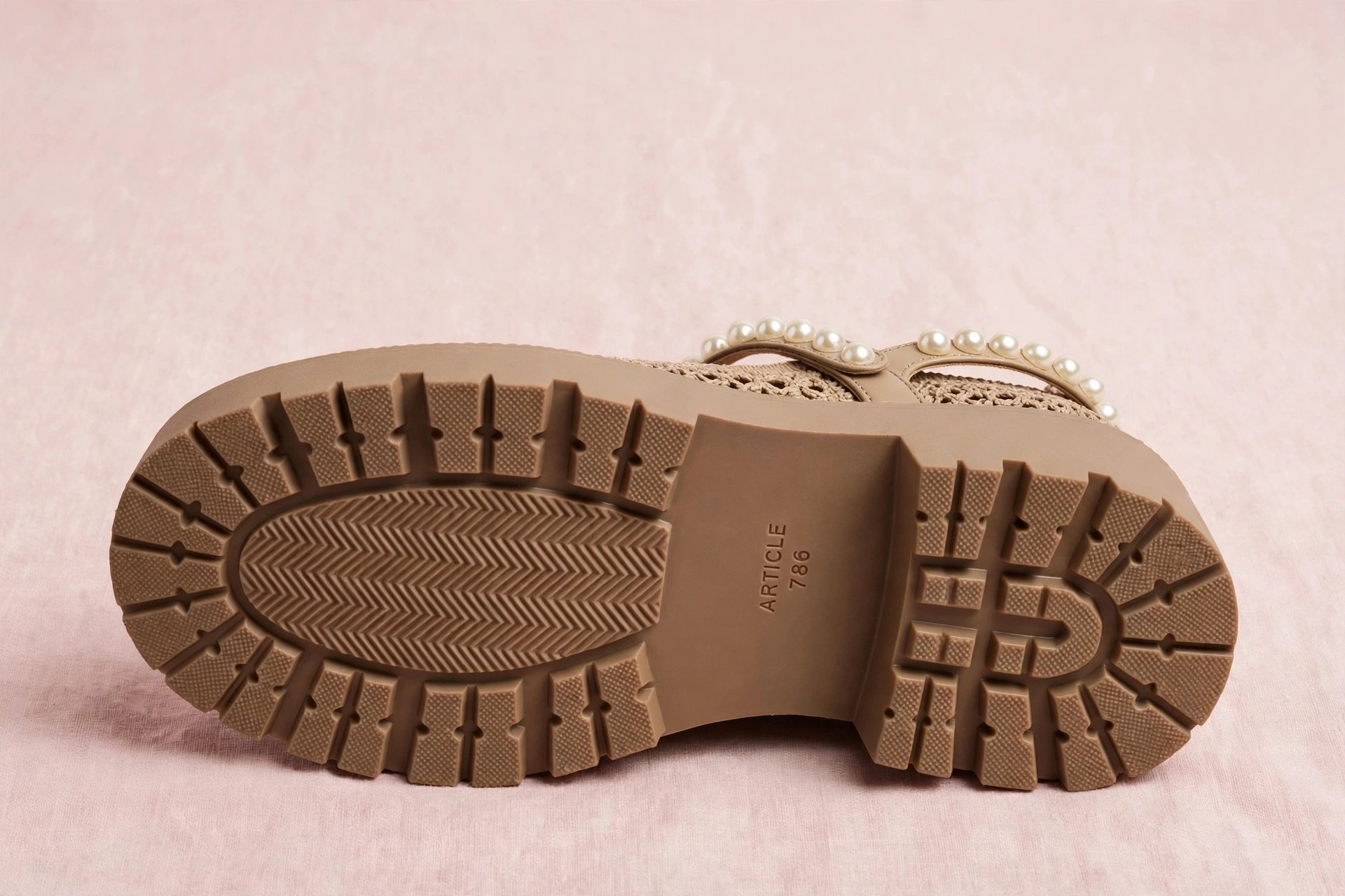 Pearl-Embellished Mesh Casual Platform Shoes / Mary Janes - Image 5